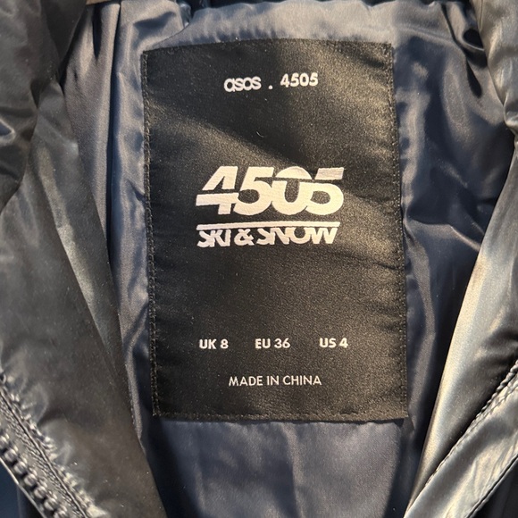 ASOS Navy Belted Ski Suit w/ Faux Fur Hood - Picture 3 of 12